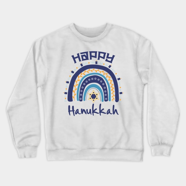 Jewish Hanukkah Menorah Rainbow Happy Hanukkah Crewneck Sweatshirt by larfly